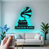 Décoration murale en métal LED personnalisée pour les amoureux de la musique - Gramophone