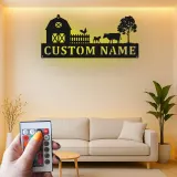Décoration murale en métal personnalisée avec scène de ferme et rétroéclairage