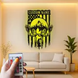 Insegna in metallo personalizzata con alce | Decorazione LED per cabin | Insegna rustica per appassionati di natura