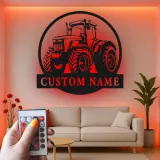 Cartel de metal LED de tractor personalizado Regalo para agricultores Decoración rústica para granero o sala de estar