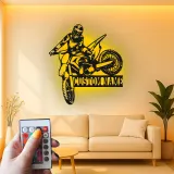 Custom Motocross Rider Led Light Metal Wall Art Personalized Gift for Dirt Bike Enthusiasts Garage or Man Cave Decor 3