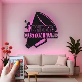 Custom Cheerleader Megaphone Led Light Metal Wall Art Cheer Gift for Teen Girls Bedroom Sports Decor