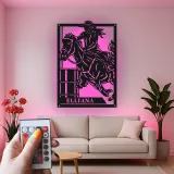 Cartel de metal LED personalizado de jinete de barriles, regalo ecuestre para amantes de los caballos, decoración western para el hogar