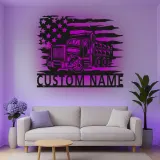 Personalisierte LED-Metall-Wandkunst mit Muldenkipper – Geschenk für Truck-Fans, Garage oder Büro