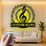 Personalized Treble Clef LED Sign | Custom Music Note Metal Art | Studio Wall Decor for Musicians