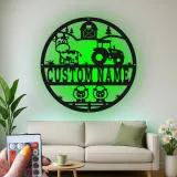 Panneau de Tracteur de Ferme Personnalisé | Décoration Murale LED | Décor de Nursery et Cadeau Unique pour Agriculteur