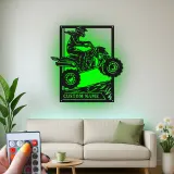 Custom ATV Rider Led Light Metal Wall Art Off-Road Enthusiast Gift Garage or Man Cave Decor 1