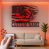 Plaque football personnalisée | Décoration murale en métal LED pour salle de jeux | Déco sportive personnalisée avec prénom | Cadeau pour fan de sport