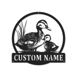 Custom Duck Family Led Light Metal Wall Art Personalized Nature Lover Gift Living Room Wildlife Decor