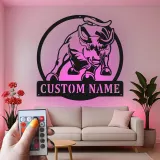 Insegna in metallo personalizzata con luce LED a forma di toro, regalo per allevatori, decorazione rustica per il soggiorno