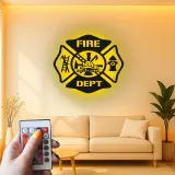 Custom Firefighter LED Sign | Personalized Metal Wall Art | Fire Station Decor & Fireman Gift