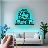 Personalisierte Labradoodle LED-Licht Metall-Wandkunst für Hundeliebhaber