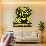 Custom Labrador Retriever Led Light Metal Wall Art Personalized Dog Lover Gift Living Room Pet Decor