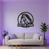 Cartel LED personalizado para rancho con caballo | Decoración mural de metal personalizada | Regalo ecuestre para amantes de los caballos | Decoración para la entrada del establo