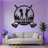 Enseigne de golf personnalisée avec LED | Décoration murale en métal sur mesure pour man cave | Cadeau pour couple golfeur 19e trou