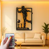 Insegna in metallo personalizzata con luce LED per giocatori di bowling - Regalo personalizzato per appassionati di bowling e decorazione per sale giochi