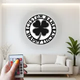 Décoration murale en métal personnalisée en forme de trèfle à quatre feuilles avec rétroéclairage LED - Cadeau irlandais pour la Saint-Patrick