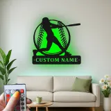 Insegna in metallo personalizzata con luce LED per giocatore di baseball - Regalo personalizzato per appassionati di sport e decorazione per sala giochi o camera da letto