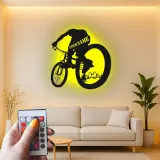 Insegna in Metallo per Mountain Biker Personalizzata | Arte da Parete LED per Ciclisti | Regalo per MTB e Decorazione Garage