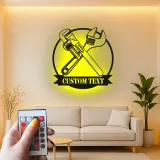 Insegna in metallo LED personalizzata chiave e chiave a tubo regalo per meccanici decorazione garage o laboratorio
