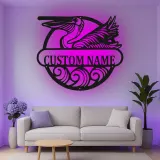 Custom Pelican Led Light Metal Wall Art Coastal Home Gift Personalized Beach House Decor