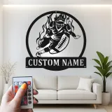 Insegna LED personalizzata con giocatore di football | Decorazione murale in metallo personalizzata | Arredo camera ragazzi e man cave | Regalo per atleta