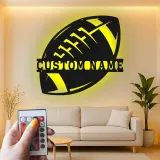Insegna LED football personalizzata | Decorazione murale in metallo | Arredo per sala giochi per ragazzi | Regalo per allenatore