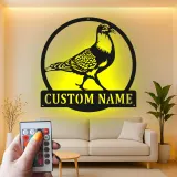 Personalized Pigeon LED Sign | Custom Metal Bird Wall Art | Realistic Silhouette Home Decor for Bird Lovers