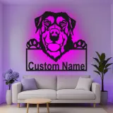 Cartel de metal personalizado con luz LED de Rottweiler, regalo para amantes de los perros, decoración para sala de estar