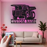 Cartel de metal LED de camión volquete personalizado, regalo para entusiastas de la construcción, decoración de garaje u oficina