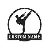 Insegna LED Karate Personalizzata | Arte Murale in Metallo per Arti Marziali | Decorazione Dojo e Regalo per Combattente