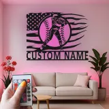 Insegna in metallo personalizzata per giocatore di softball con luce LED regalo per atleti decorazione per stanza sportiva 1