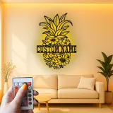 Insegna in metallo a forma di ananas personalizzata con LED | Arte murale floreale su misura | Decorazione tropicale per cucina e patio | Regalo originale per la nuova casa