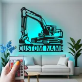 Insegna in metallo LED personalizzata per escavatore - Regalo per appassionati di costruzione