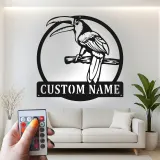 Décoration murale en métal personnalisée avec éclairage LED en forme de toucan - Cadeau tropical