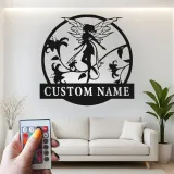 Personalisierte Feen-Namensschild | LED Metall-Wandkunst für das Mädchenzimmer | Individuelle Babyzimmer-Dekoration | Verzauberndes Feen-Garten-Geschenk