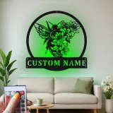 Custom Hummingbird and Flowers Led Light Metal Wall Art Personalized Nature Lover Gift Garden Room Decor