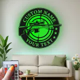 Sniper Rifle LED Metal Wall Art | Personalized Gun Sign for Man Cave | Custom Shooter Gift with RGB Lights
