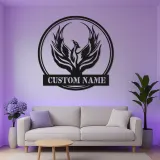 Phoenix Rising LED Metal Wall Art | Custom Name Firebird Sign | Mythical Home & Office Decor | Personalized Fantasy Lover Gift