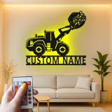 Custom Construction Loader Led Light Metal Wall Art Personalized Gift for Kids Bedroom or Playroom Decor
