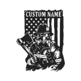 Individuelles Feuerwehr-LED-Schild | Personalisierte Metall-Wandkunst | Patriotisches Helden Geschenk für Ihn | Feuerwehrmann Wohnkultur