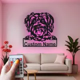 Décoration murale en métal personnalisée en forme de silhouette de chien avec rétroéclairage LED - Cadeau pour parent d'animal - Décor pour salon ou espace pour animaux