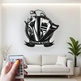 Cartel de metal personalizado con luz LED de juego de herramientas para regalo de manitas, decoración de garaje o taller 3