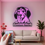 Cartel de metal LED personalizado con Beagle, regalo para amantes de los perros, decoración para sala de estar