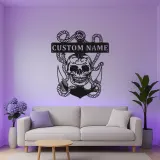 Insegna LED Teschio Pirata con Ancora | Arte Murale in Metallo Personalizzata | Decorazione Nautica per Man Cave e Regalo Personalizzato per Marinai