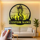 Panneau LED Personnalisé Hippocampe | Décoration Murale en Métal Nautique Personnalisée | Décor pour Maison Côtière & Maison de Plage