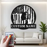 Custom Deer American Flag Led Light Metal Wall Art Hunting Gift for Him Rustic Cabin Decor