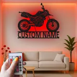 Insegna in metallo personalizzata moto con luce LED regalo per appassionati di motociclette, decorazione per garage o man cave