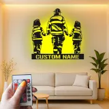 Personalized Firefighter Metal Sign | Custom Fireman LED Wall Art | First Responder Family Gift | Firehouse Home Decor