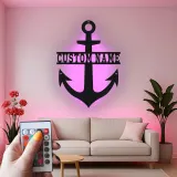 Insegna in metallo personalizzata con ancora e luce LED regalo nautico per amanti delle barche decorazione casa al mare